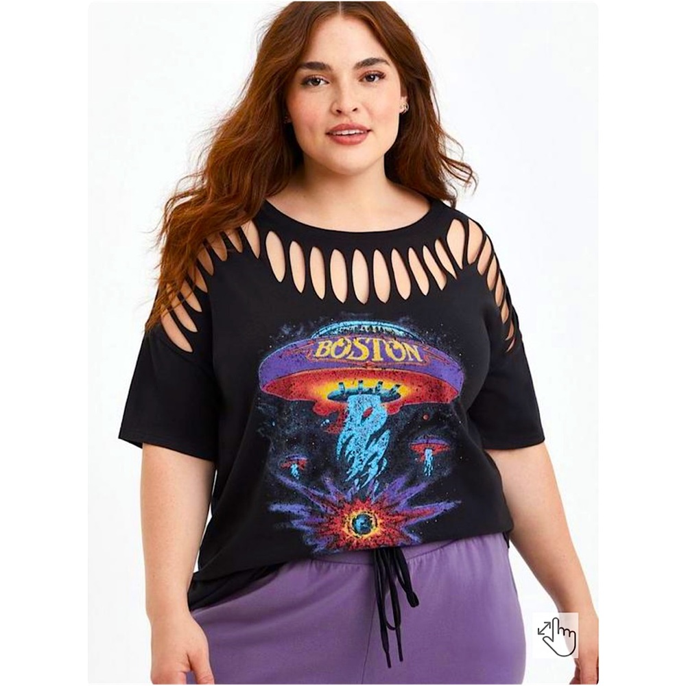 Torrid size 0 Boston slash destruction band tee vintage band tshirt plus size